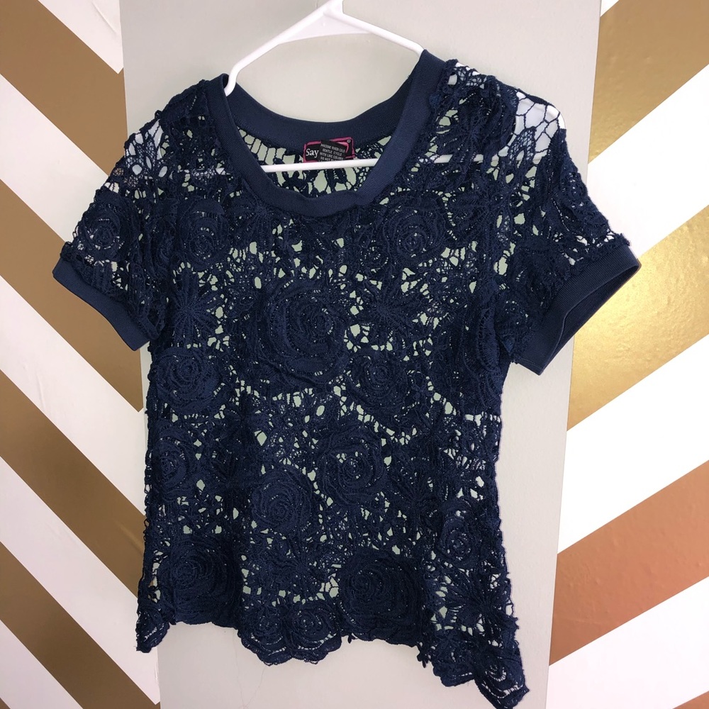 Blue lace top